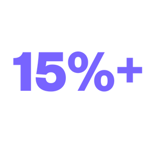 15%+